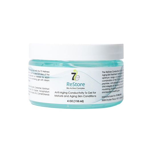 Restore Conductive Microcurrent Gel with Bio-Active Complex - 4Oz - Facial Skin Care with Green Tea Extract, Hyaluronic Acid & Collagen Peptides - Anti-Aging & Skin Tightening